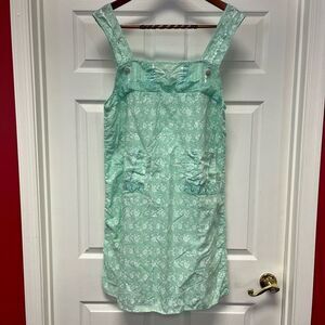 Vintage Style Green Floral & Eyelet Sundress sz L
